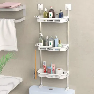  3 Tier Toilet Tank Top Storage Rack, Wall Mounted Organizer Rack, Bathroom Organizer